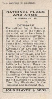 1936 Player's National Flags and Arms (Eire) #13 Denmark Back