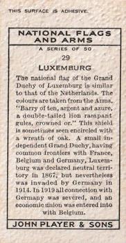 1936 Player's National Flags and Arms (Eire) #29 Luxemburg Back