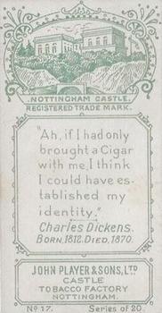 1902 Player's Famous Authors and Poets #17 Charles Dickens Back