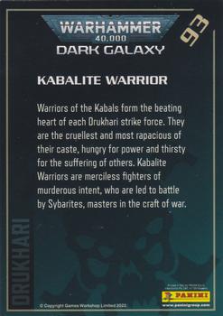 2022 Panini Warhammer 40,000 – Dark Galaxy #93 Kabalite Warrior Back