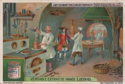 1912 Liebig L'Art culinaire chez divers peuples (The art of cooking in different ages) (French Text) (F1038, S1037) #4 Cuisine Francaise du 17e siecie (Preparation de pates) Front