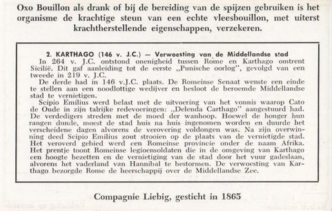 1952 Liebig Mijlpalen in de Geschiedenis (Historical Battles) (Dutch Text) (F1539A, S1554) #2 Kartago (146 voor J.C.) - Verwoesting van de Middellandse stad Back
