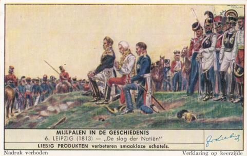 1952 Liebig Mijlpalen in de Geschiedenis (Historical Battles) (Dutch Text) (F1539A, S1554) #6 Leipzig (1813) - De slag der Natiën Front