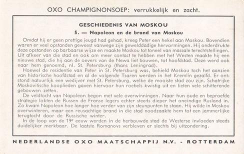 1959 Liebig/Oxo Geschiedenis van Moskou (History of Moscow) (Dutch Text) (F1712, S1723) #5 Napoleon en de brand van Moskou Back