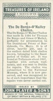 1930 Player's Treasures of Ireland #4 The De Burgo - O'Malley Chalice Back