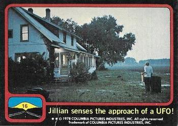 1978 Scanlens Close Encounters of the Third Kind #16 Jillian senses the approach of a UFO! Front