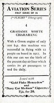 1934 R. & J. Hill Aviation Series (1st series) #4 Grahame White Charabang Back