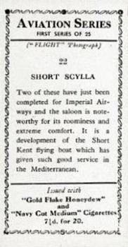 1934 R. & J. Hill Aviation Series (1st series) #22 Short Scylla Back