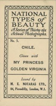 1925 Notaras National Types of Beauty #5 Chile Back