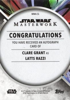 2022 Topps Star Wars Masterwork - Autographs #MWA-CG Clare Grant Back