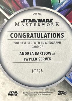 2022 Topps Star Wars Masterwork - Autographs Canvas #MWA-ABA Andrea Bartlow Back