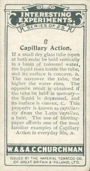 1929 Churchman's Interesting Experiments #6 Capillary Action Back