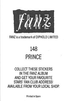 1987 Diphold Limited Fanz Album Stickers #148 Prince Back