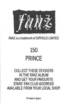 1987 Diphold Limited Fanz Album Stickers #150 Prince Back