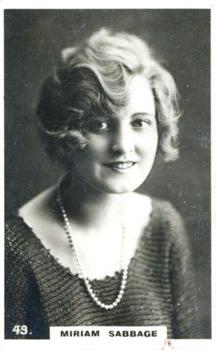 1932 Player's Beauties #49 Miriam Sabbage Front