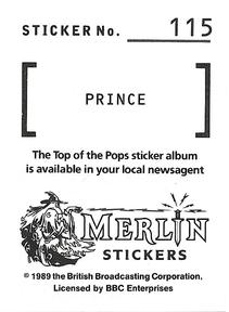 1990 Merlin Top of the Pops Stickers #115 Prince Back