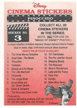 1992 Dynamic Marketing The Magic of Disney Stickers - Cinema Stickers #3 Pinocchio Back