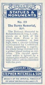 1914 Mitchell's Statues & Monuments #23 The Burns Memorial, Ayr Back