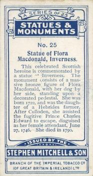1914 Mitchell's Statues & Monuments #25 Statue of Flora Macdonald, Inverness Back