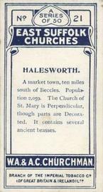 1912 Churchman's East Suffolk Churches #21 Halesworth Back