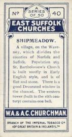 1912 Churchman's East Suffolk Churches #40 Shipmeadow Back
