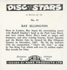 1959 Kane Products Disc Stars - Smaller Format #11 Ray Ellington Back