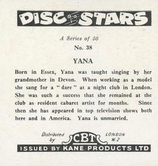 1959 Kane Products Disc Stars - Smaller Format #38 Yana Back