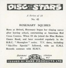 1959 Kane Products Disc Stars - Smaller Format #42 Rosemary Squires Back
