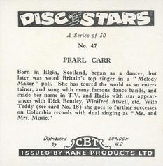 1959 Kane Products Disc Stars - Smaller Format #47 Pearl Carr Back