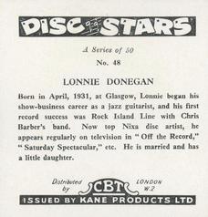 1959 Kane Products Disc Stars - Smaller Format #48 Lonnie Donegan Back