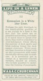1930 Churchman's Life in a Liner (Small) #12 Gymnasium on a White Star Liner Back