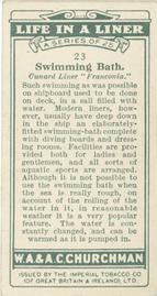 1930 Churchman's Life in a Liner (Small) #23 Swimming Bath Back