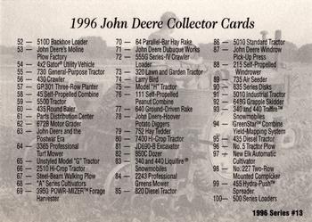1996 John Deere Limited Edition #13 Index Card Back
