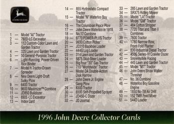 1996 John Deere Limited Edition #13 Index Card Front