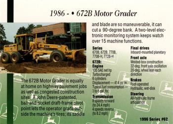 1996 John Deere Limited Edition #62 672B Motor Grader Back