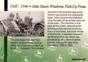 1996 John Deere Limited Edition #87 John Deere Windrow Pick-Up Press Back