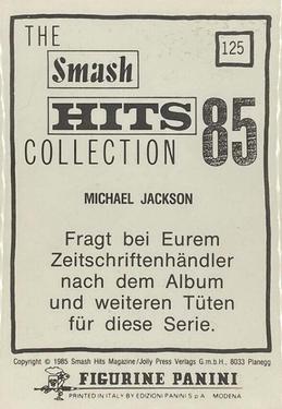 1985 Panini Smash Hits (German Edition) #125 Michael Jackson Back