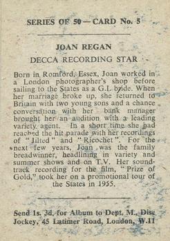 1958 Madison Recording Stars #5 Joan Regan Back