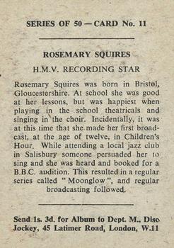 1958 Madison Recording Stars #11 Rosemary Squires Back