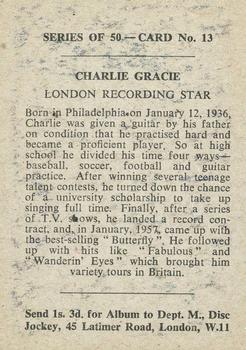 1958 Madison Recording Stars #13 Charlie Gracie Back