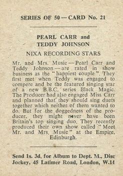 1958 Madison Recording Stars #21 Pearl Carr / Teddy Johnson Back