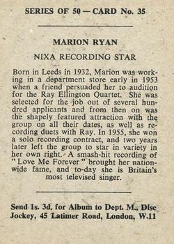 1958 Madison Recording Stars #35 Marion Ryan Back