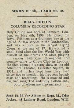 1958 Madison Recording Stars #36 Billy Cotton Back