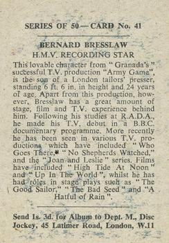 1958 Madison Recording Stars #41 Bernard Bresslaw Back