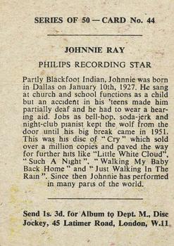 1958 Madison Recording Stars #44 Johnnie Ray Back