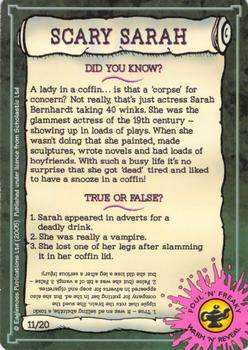 2005 Horrible Histories Magazine Wild 'n' Wicked Card Collection Series 2 - Foul 'n' Freaky #11 Scary Sarah Back