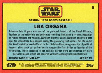 2024 Topps Throwback Thursday Star Wars #5 Leia Organa Back