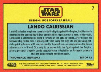 2024 Topps Throwback Thursday Star Wars #7 Lando Calrissian Back