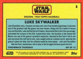 2024 Topps Throwback Thursday Star Wars #8 Luke Skywalker Back