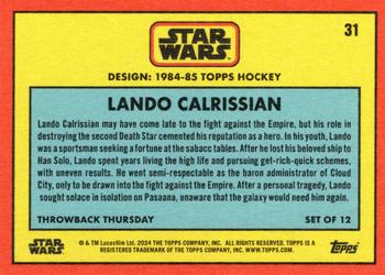 2024 Topps Throwback Thursday Star Wars #31 Lando Calrissian Back